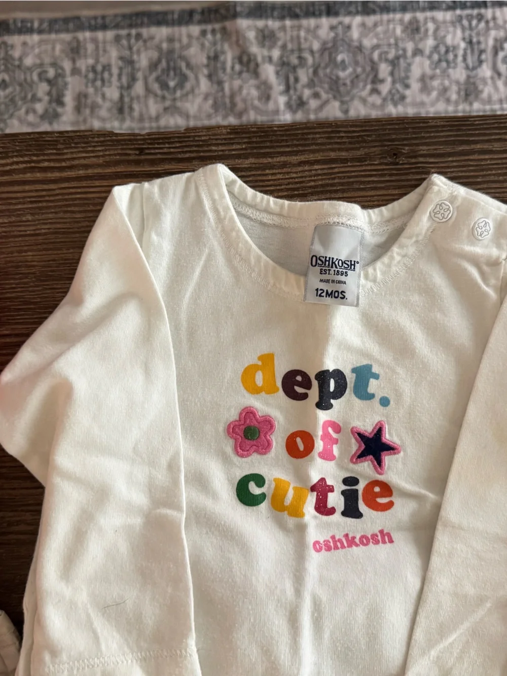 OshKosh B'gosh White Tee with Colorful 'Dept. of Cute' Graphic